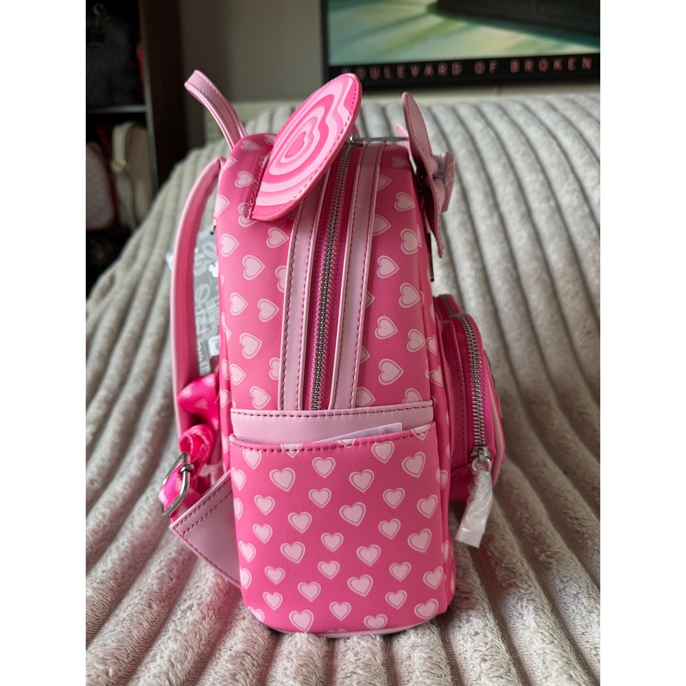 Disney Loungefly Mickey Minnie Mouse Love Story Pink Heart Mini Backpack NWT - Picture 5 of 6